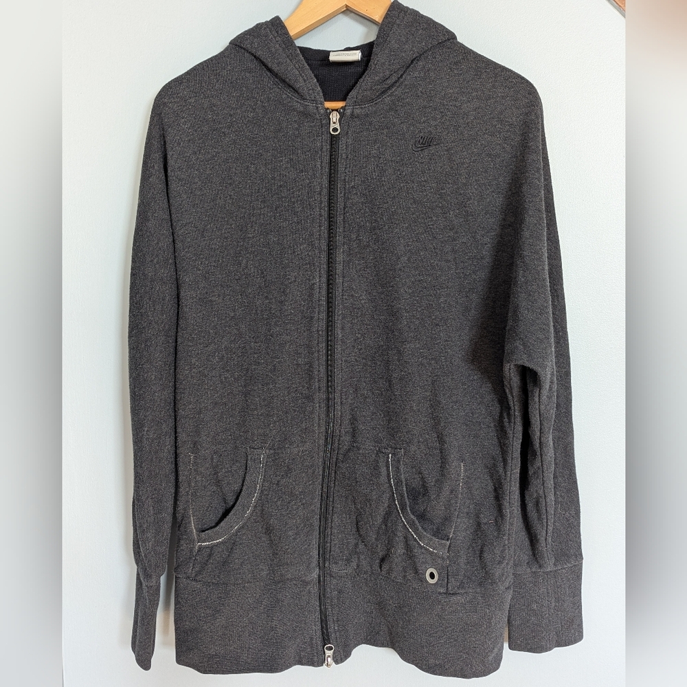 Nike Men's Charcoal Full Zip-Up‎ Sweater Large